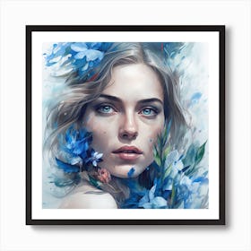 Blue Flowers Art Print