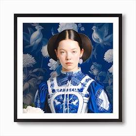 Dutch woman in blue Art Print