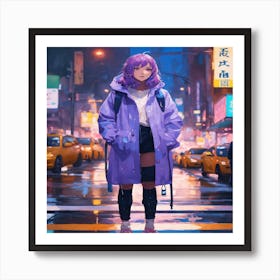 Purple Raincoat Art Print