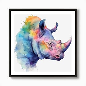 Rhino Watercolor Painting 2 Póster