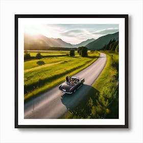 Vacation Drive Journey Tour Tourism Drone Route Enjoy People Happy Friends Female Down S Art Print