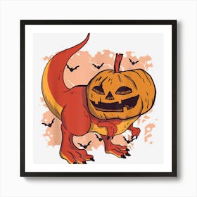 Halloween Pumpkin Dinosaur Art Print