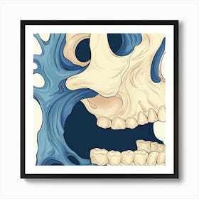 Skull With Blue Water Art Print