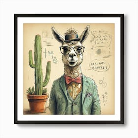 Llama In A Suit 2 Art Print