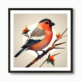 Cubism Art, Bullfinch bird 1 Art Print