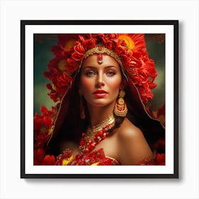 Beautiful Woman In Traditional Costume Art Print