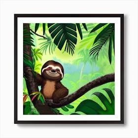 Sloth In The Jungle Art Print