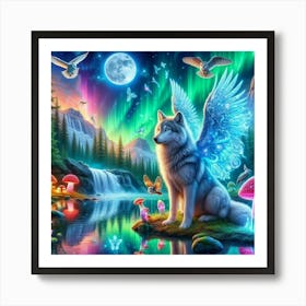 Wolf With Wings Art Print