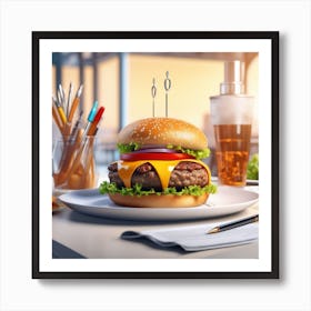 Hamburger On A Plate 182 Art Print
