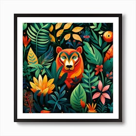 Bear In The Jungle Art Print