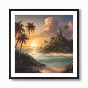 Sunset On The Island Art Print