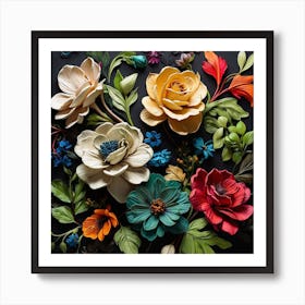 Flowers And Leaves Art Print