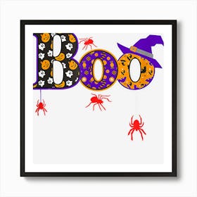 Boo With Spiders And Witch Hat Halloween Boo 2020 Pumpkin Art Print