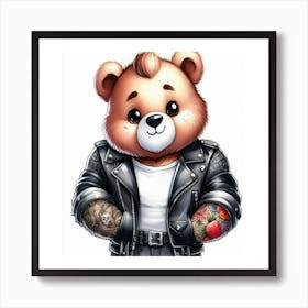 Teddy Bear With Tattoos Art Print