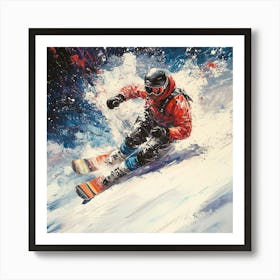 Skier In The Snow Art Art Print