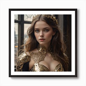 Young Woman In A Golden Costume Art Print