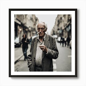 Old Man Smoking A Cigarette 2 Art Print