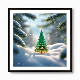 Christmas Tree In The Snow 14 Art Print