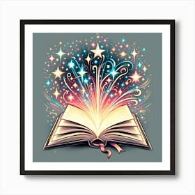 Open Book With Stars 4 Art Print