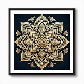 "Golden Mandala Essence" is an intricate art piece that exudes elegance and tranquility. Centered around the mandala, a spiritual symbol of the universe in Hindu and Buddhist cultures, this artwork is rendered in luxurious golden tones against a deep, matte black background, creating a stunning contrast. The detailed linework and symmetrical patterns promote balance and focus, making this piece a serene addition to any meditation space or a sophisticated touch to a modern living area. This piece is perfect for those who appreciate art with spiritual significance and decorative finesse. Let "Golden Mandala Essence" be a beacon of calm and a luxurious statement in your personal or professional space. Art Print