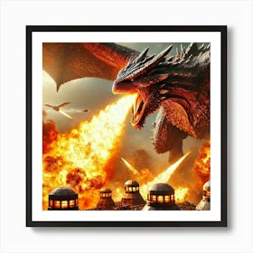 Dragons Of The Sky Flame Breath Art Print