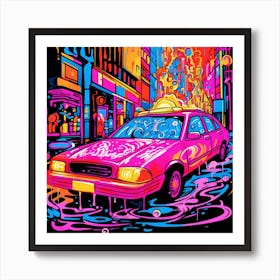 Psychedelic Taxi Art Print