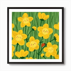 Happy Buttercups Square Art Print