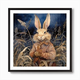 Magic Forest Moon Rabbit Art Print Art Print