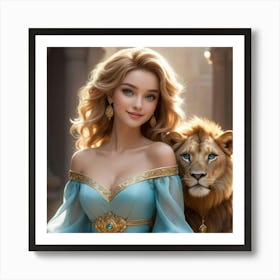 Princess And The Lion Art Print