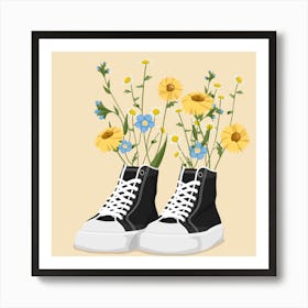 Sneakers With Flowers 1 Art Print