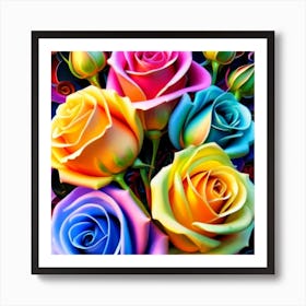 Abstract Painting Magical Organic Roses Art Print