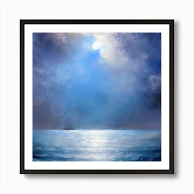 Moonlight Over The Ocean Art Print