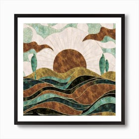 Sun Rises Over The Ocean Art Print