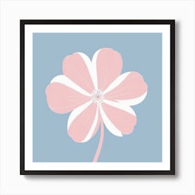 A White And Pink Flower In Minimalist Style Square Composition 124 Art Print