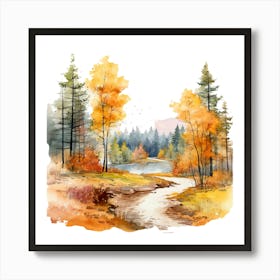 Watercolor Autumn Forest 10 Art Print