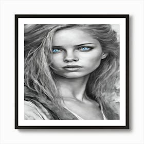 Girl With Blue Eyes Art Print