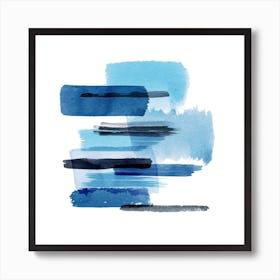 Big Watercolor Strokes Blue Square Art Print