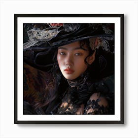 Asian Girl In A Hat Art Print