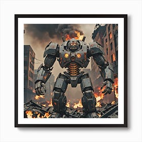 Giant Robot In A City 1 Art Print