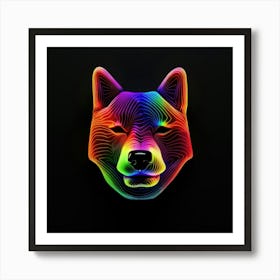 Rainbow Wolf Head Poster