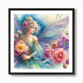 Fairy With Flowers 1 Art Print