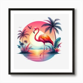 Flamingo At Sunset 1 Art Print