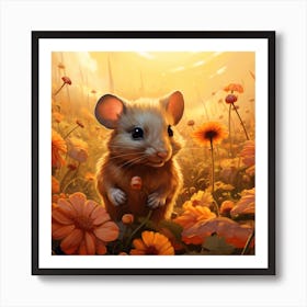 Mouse In A Flower Field 1 Art Print