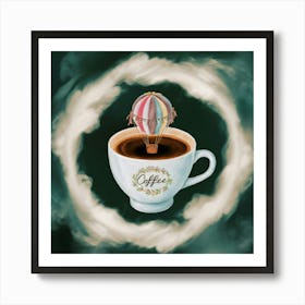 Hot Air Balloon In Coffee Cup Art Print