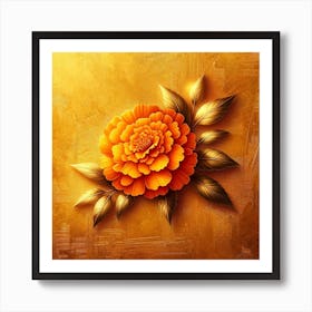 Abstract Golden Carnation Flower Art Print