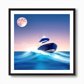 Boat On The Ocean 2 Art Print