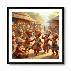 African Children Dancing Art Print