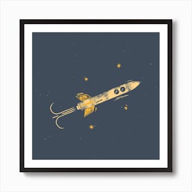 Rocket And Stars Art Print