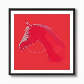 Horse Head On Red Background Art Print