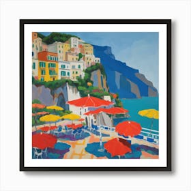 The Amalfi Coast Series in Style of David Hockney 3 Art Print